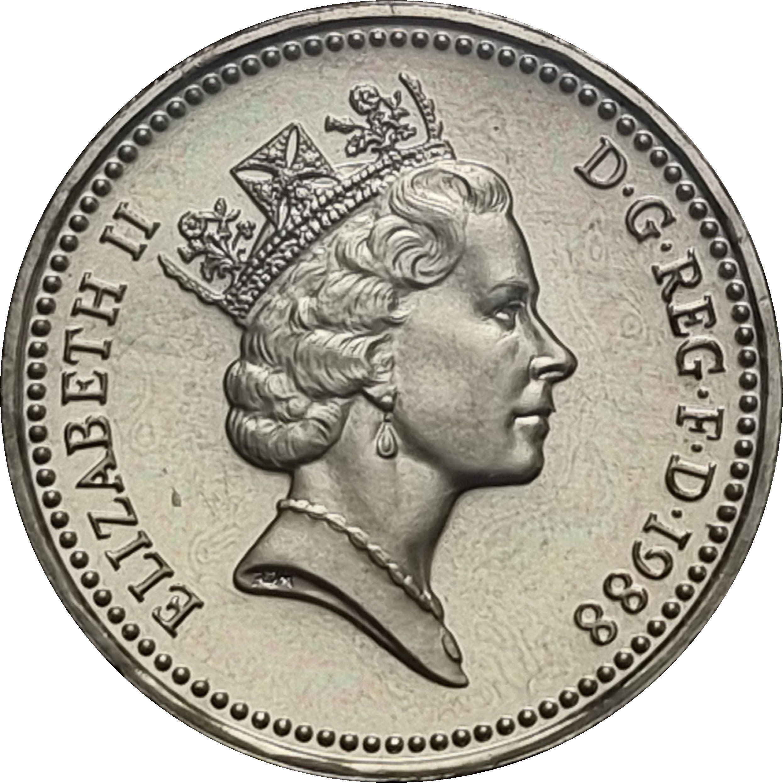 1 Pound - Elizabeth II 3rd portrait; Crowned Royal Shield obverse