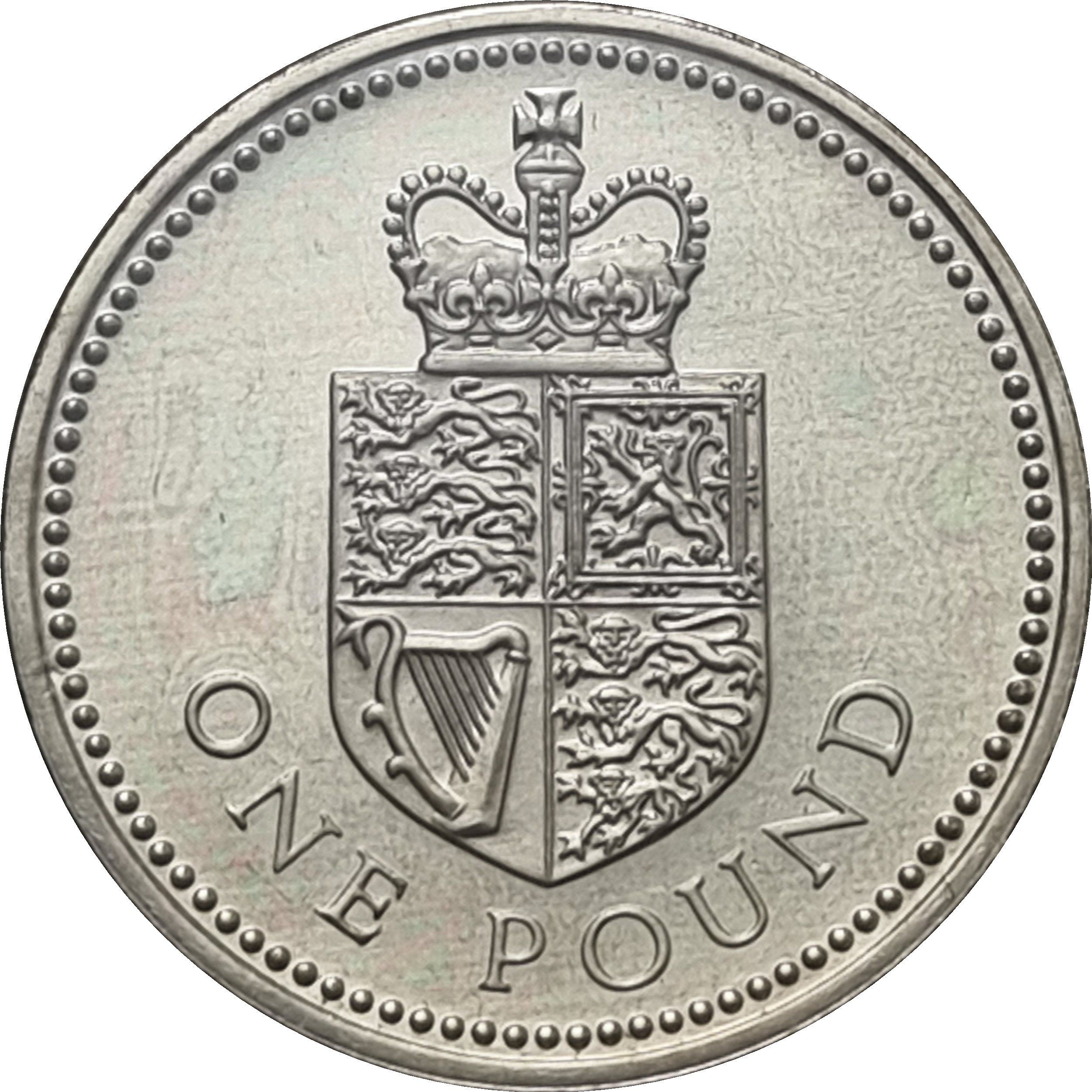 1 Pound - Elizabeth II 3rd portrait; Crowned Royal Shield reverse