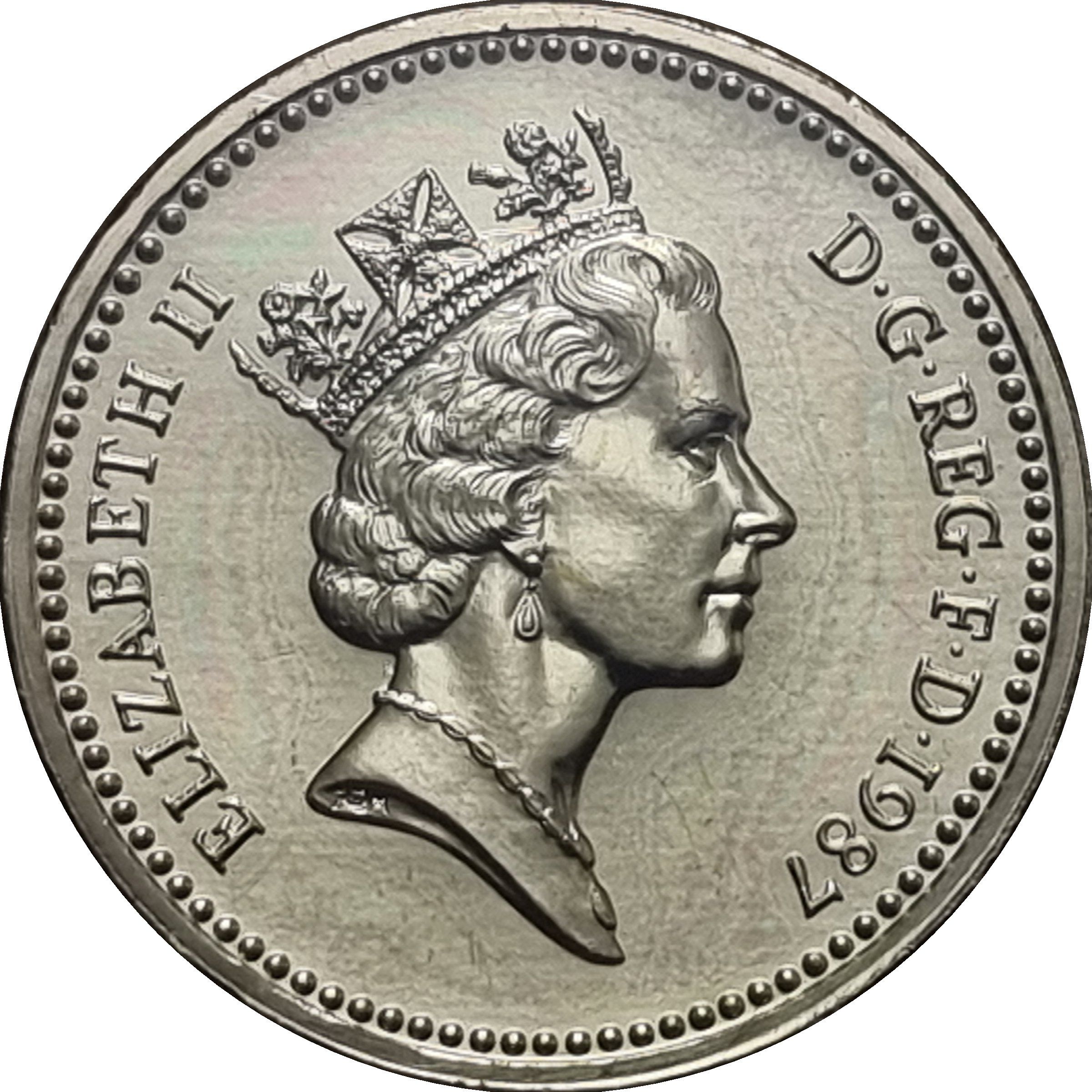 1 Pound - Elizabeth II 3rd portrait; English Oak obverse
