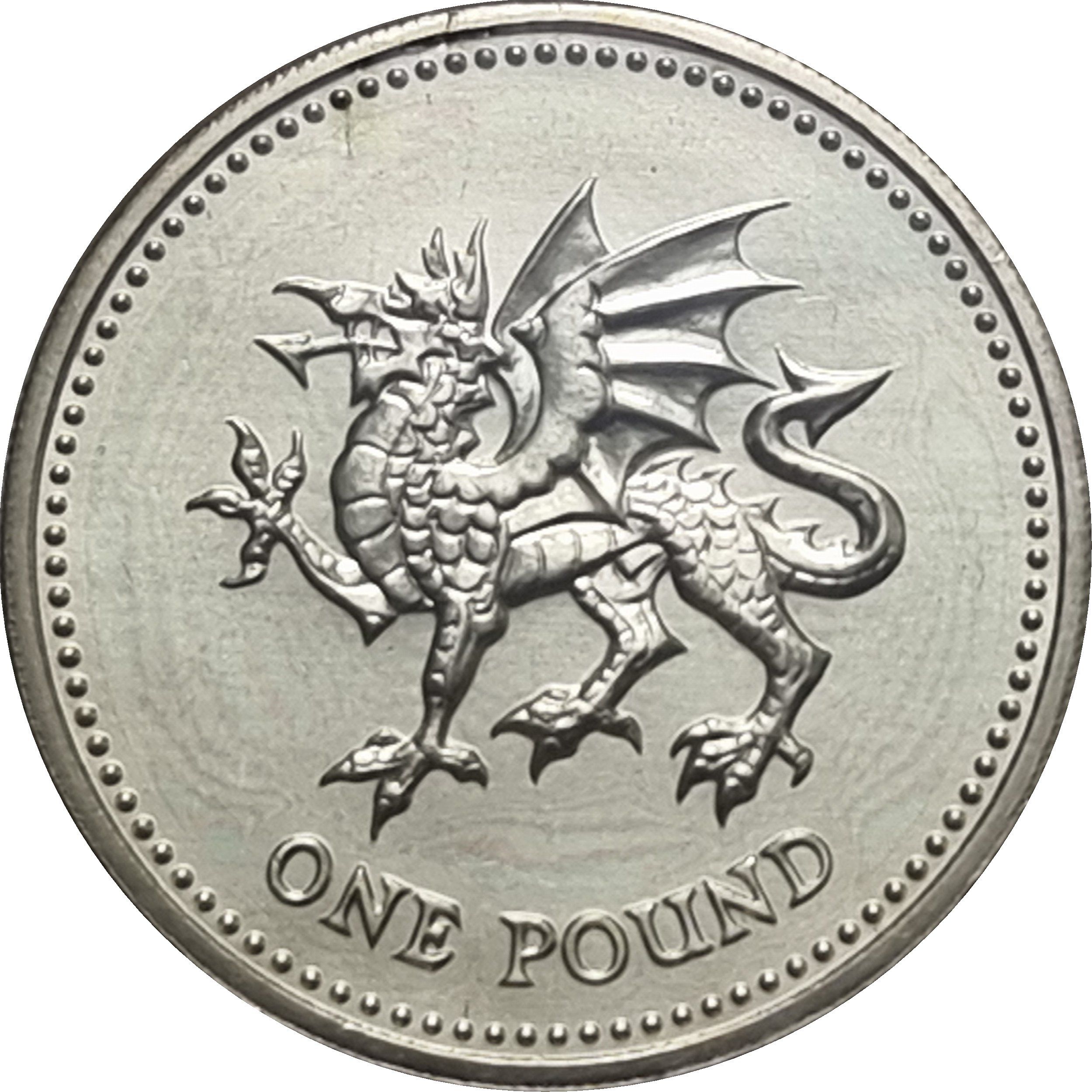 1 Pound - Elizabeth II 3rd portrait; Welsh Dragon reverse