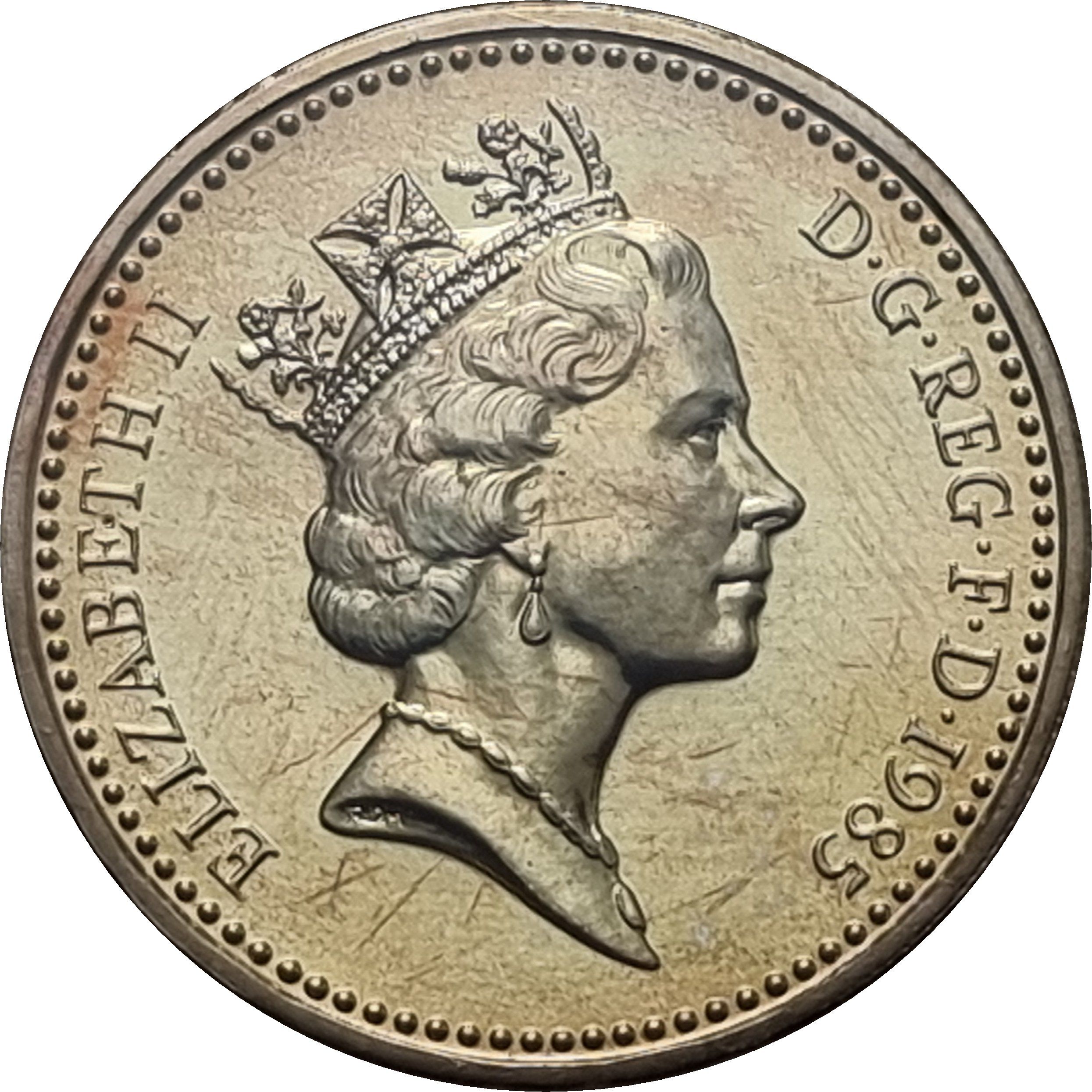 1 Pound - Elizabeth II 3rd portrait; Welsh Leek obverse