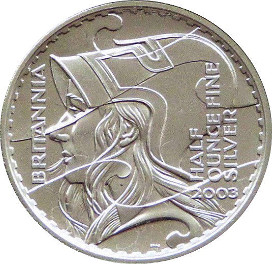 1 Pound - Elizabeth II 4th portrait; 1/2 oz Fine Silver reverse