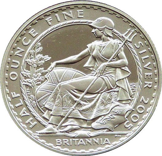 1 Pound - Elizabeth II 4th portrait; 1/2 oz Fine Silver reverse