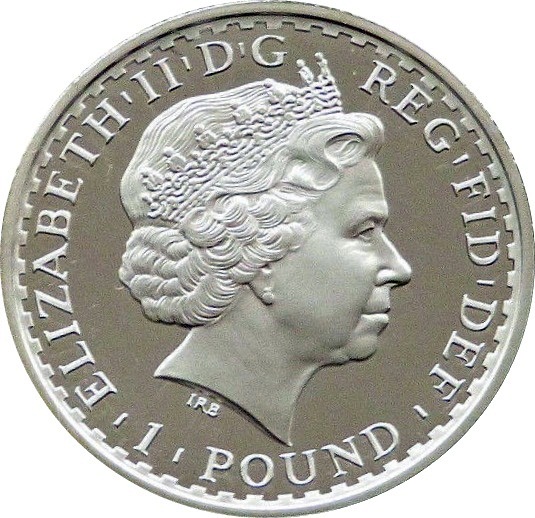 1 Pound - Elizabeth II 4th portrait; 1/2 oz Fine Silver obverse