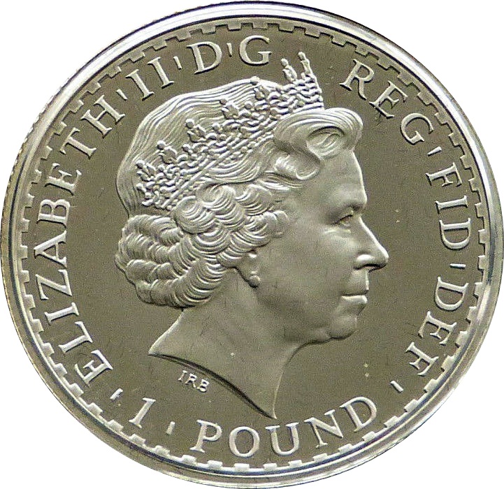 1 Pound - Elizabeth II 4th portrait; 1/2 oz Fine Silver obverse