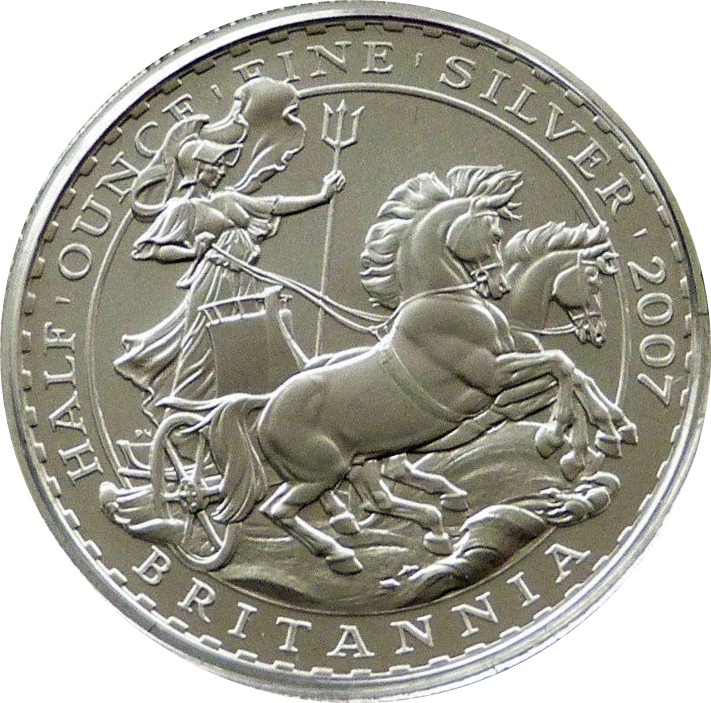 1 Pound - Elizabeth II 4th portrait; 1/2 oz Fine Silver reverse