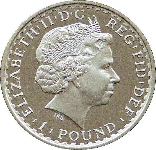 1 Pound - Elizabeth II 4th portrait; 1/2 oz Fine Silver obverse