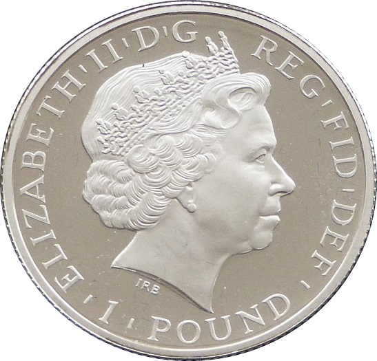 1 Pound - Elizabeth II 4th portrait; 1/2 oz Fine Silver obverse