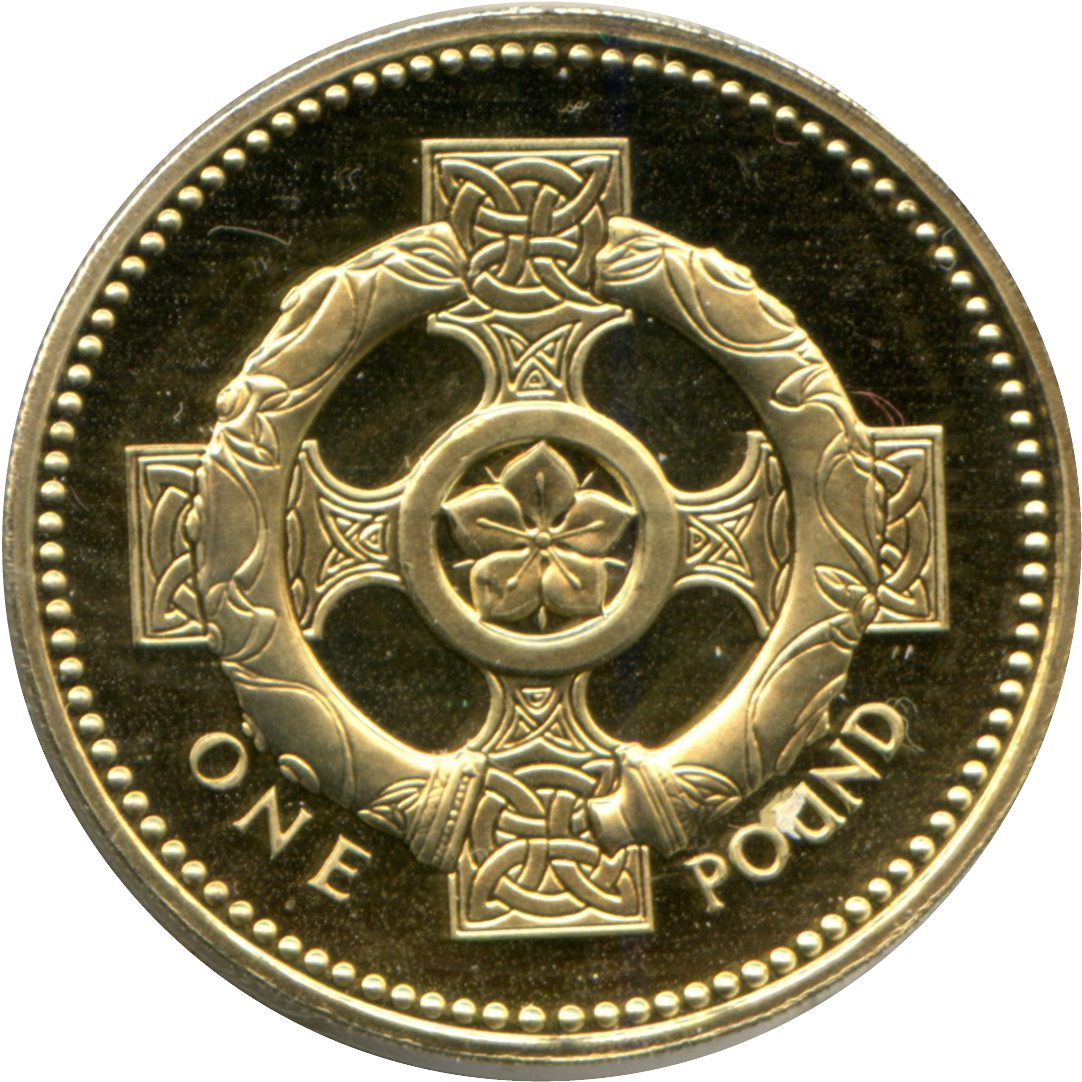 1 Pound - Elizabeth II 4th portrait; Celtic Cross reverse