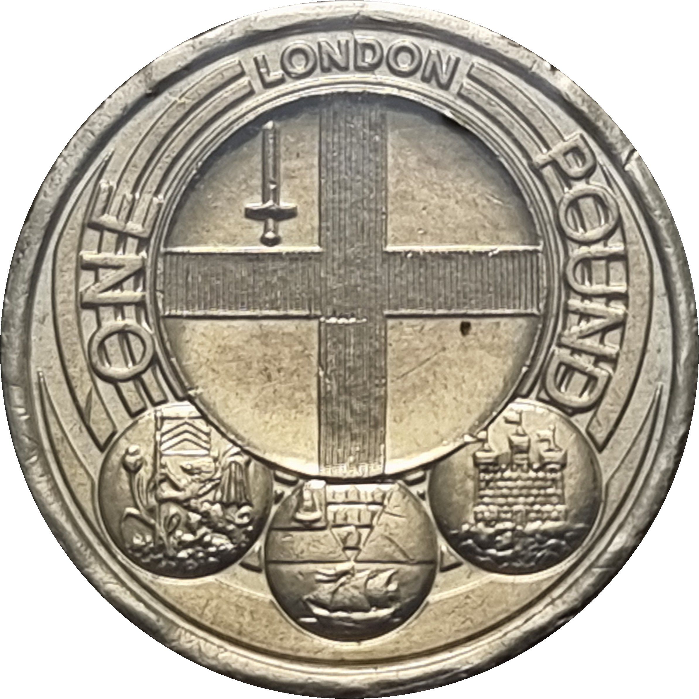 1 Pound - Elizabeth II 4th portrait; London reverse