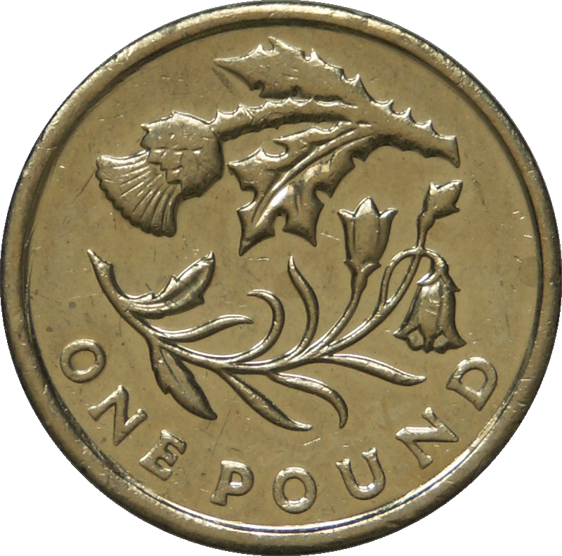 1 Pound - Elizabeth II 4th portrait; Thistle and Bluebell reverse