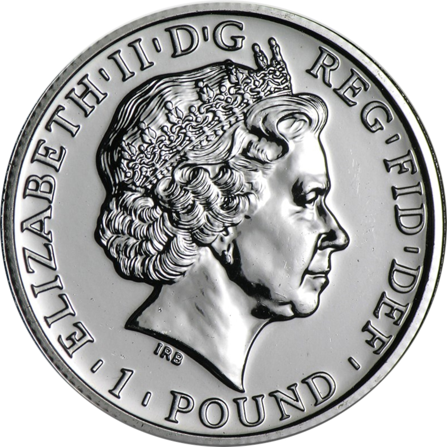 1 Pound - Elizabeth II 5th portrait; 1/2 oz Fine Silver obverse