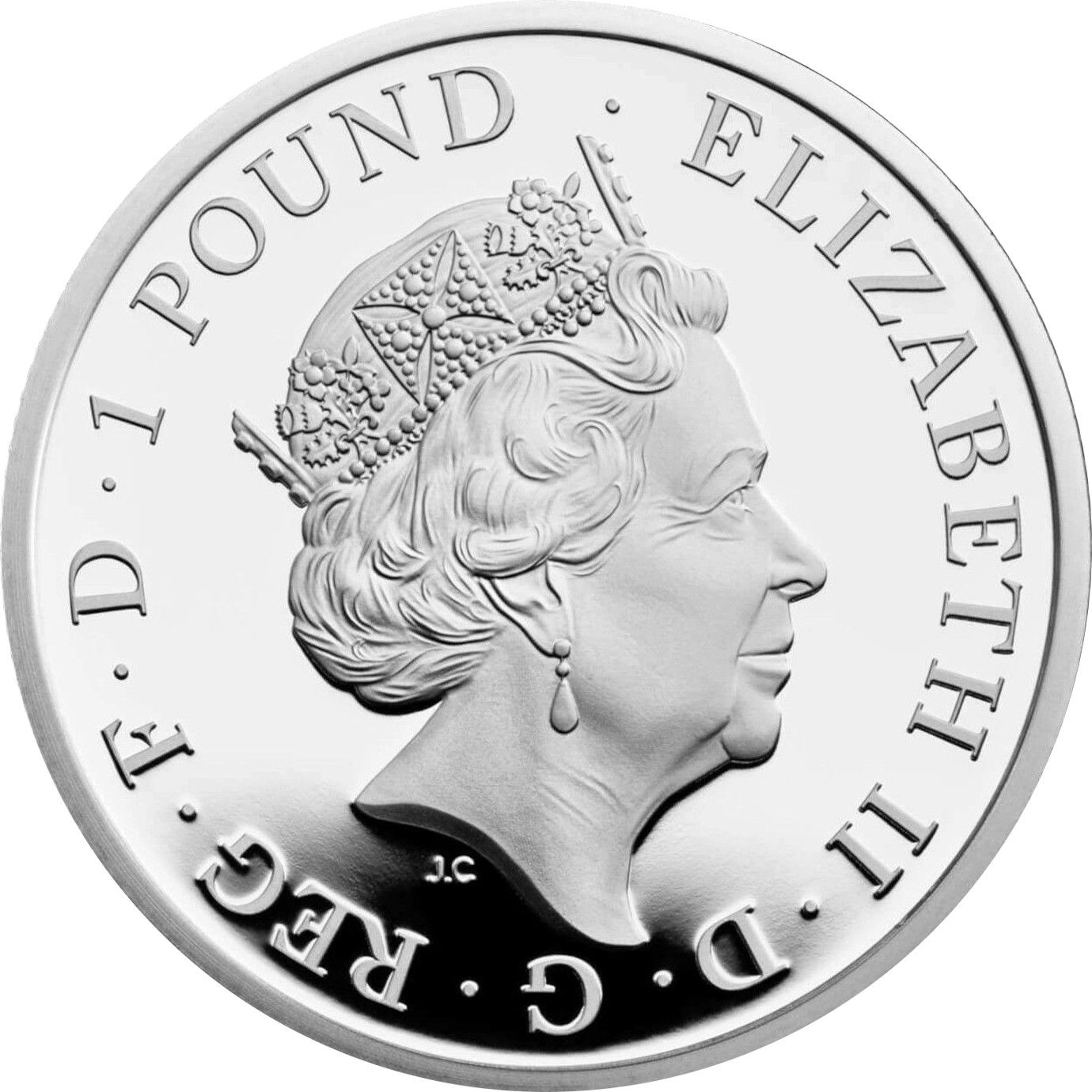 1 Pound - Elizabeth II 5th portrait; 1/2 oz Fine Silver obverse