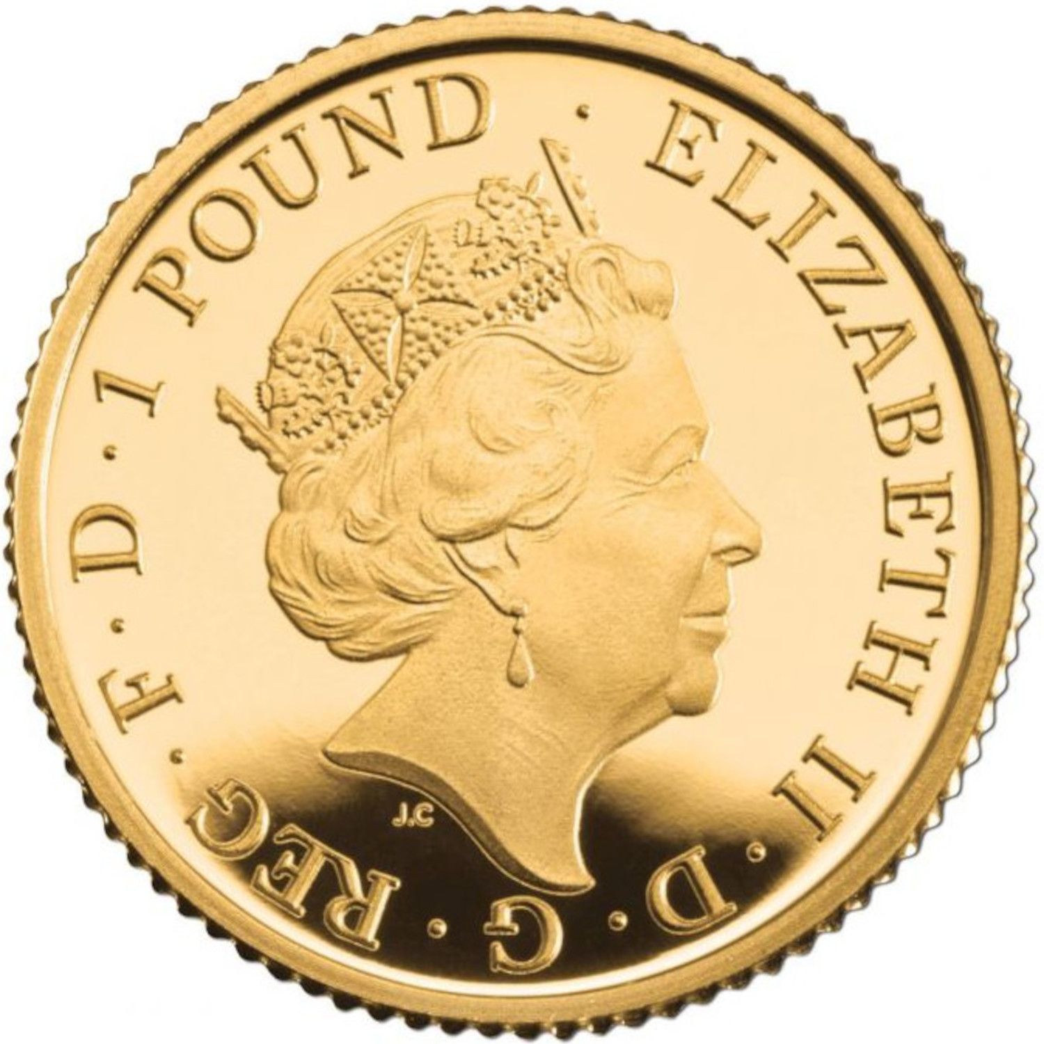 1 Pound - Elizabeth II 5th portrait; 1/20 oz Fine Gold obverse