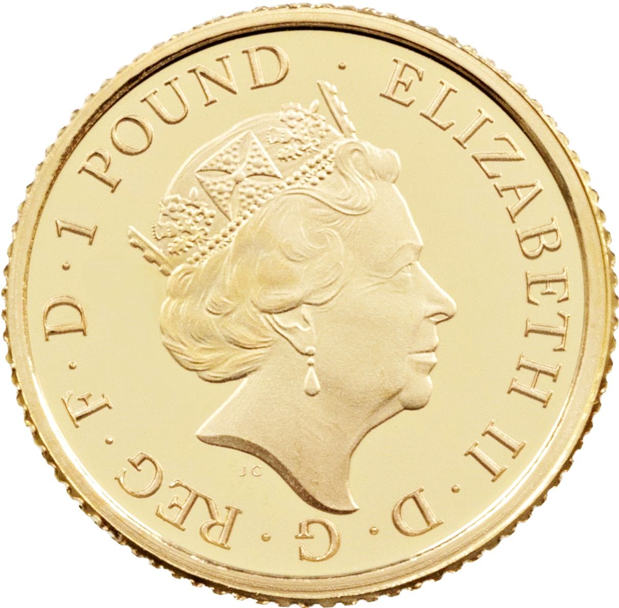 1 Pound - Elizabeth II 5th portrait; 1/20 oz Fine Gold obverse