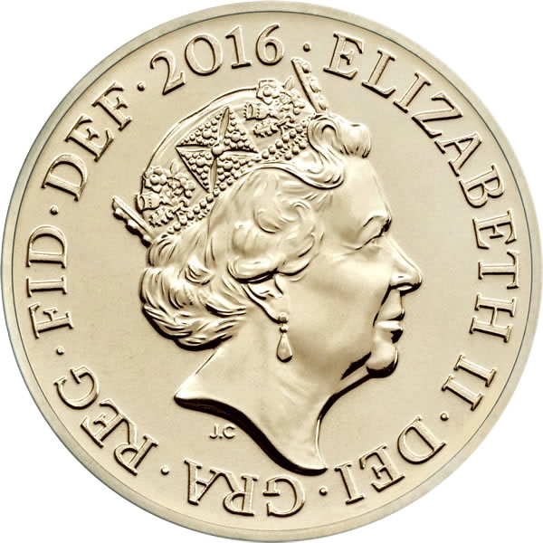1 Pound - Elizabeth II 5th portrait; Last Round Pound obverse