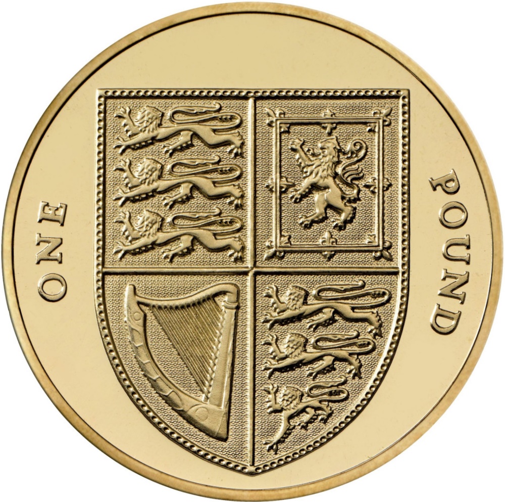 1 Pound - Elizabeth II 5th portrait; Royal Shield reverse