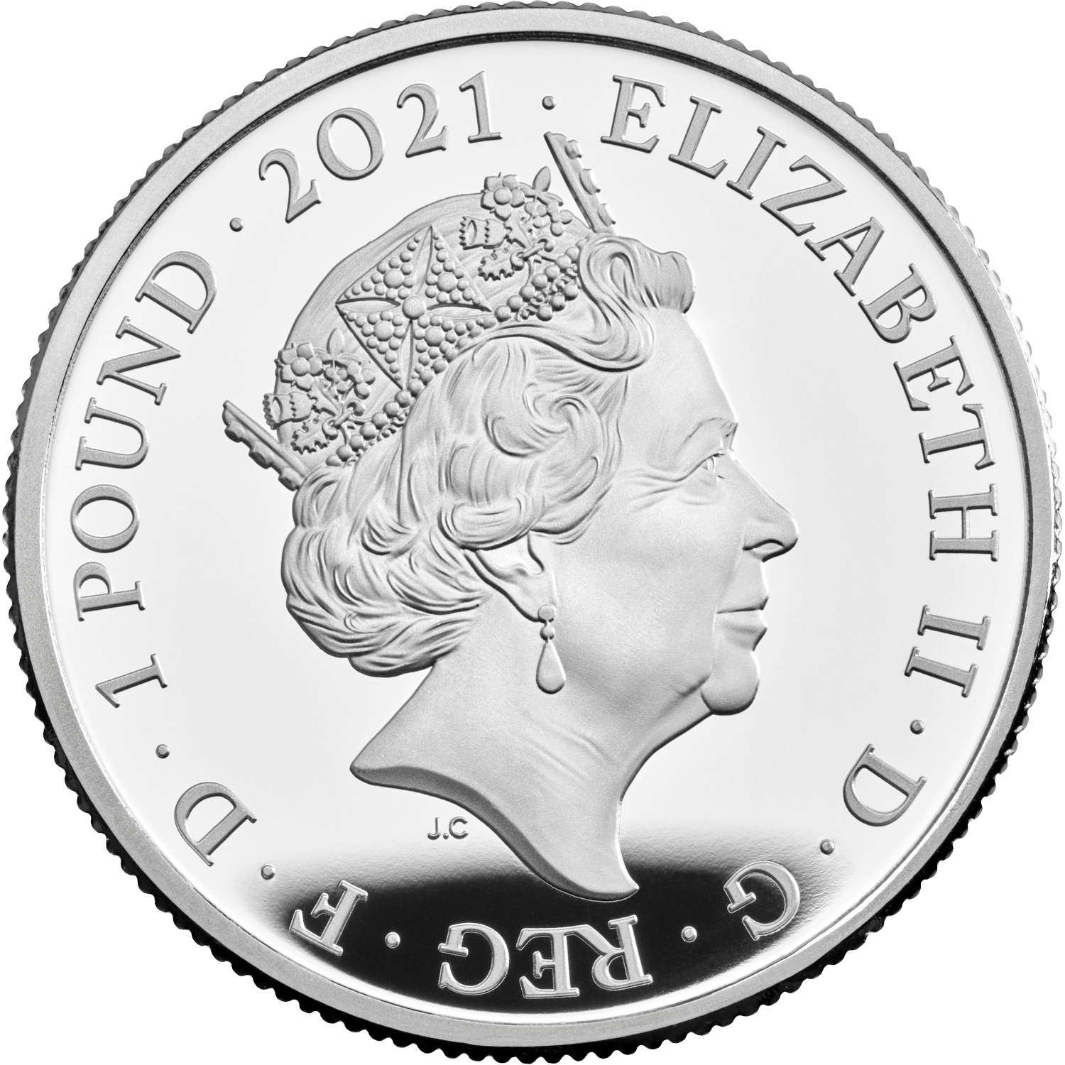 1 Pound - Elizabeth II Alice Through the Looking Glass; Silver Proof obverse