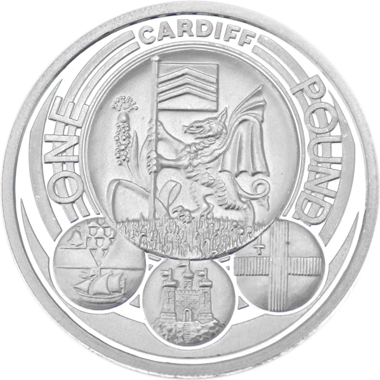 1 Pound - Elizabeth II Cardiff; Silver Piedfort reverse