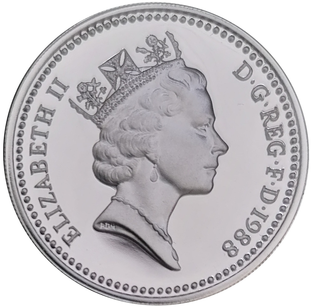 1 Pound - Elizabeth II Crowned Royal Shield; Silver Piedfort obverse