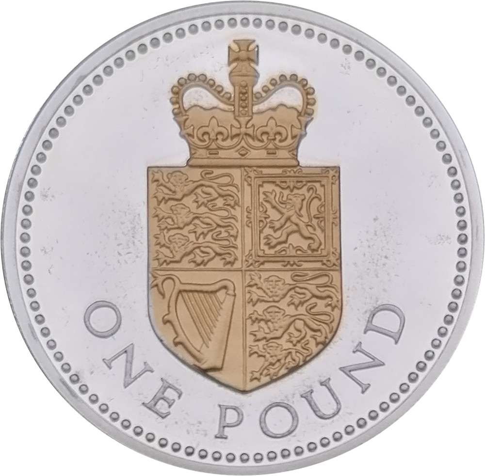 1 Pound - Elizabeth II Crowned Royal Shield; Silver Proof reverse