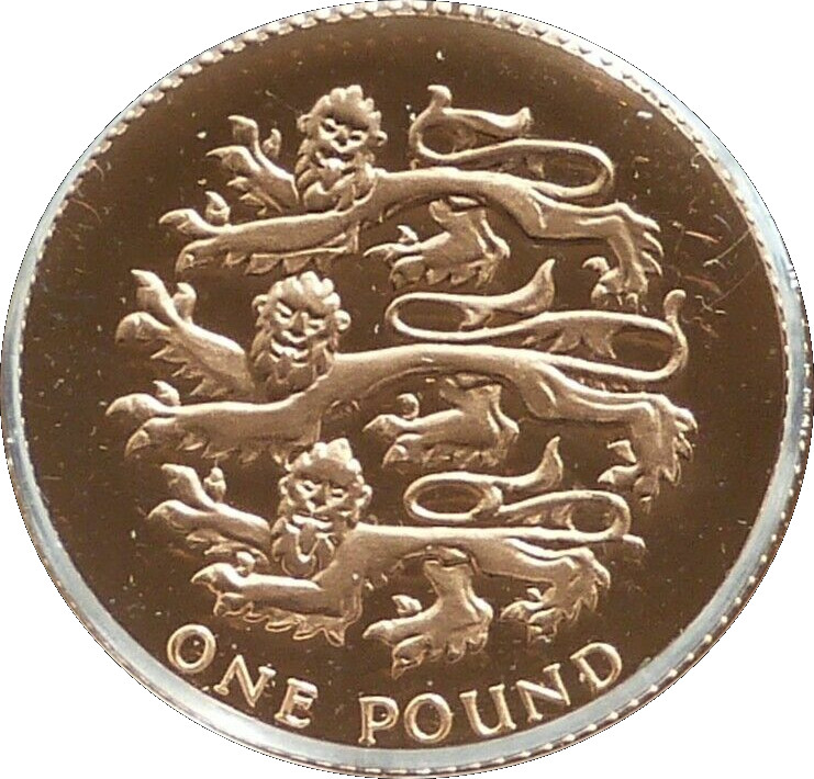 1 Pound - Elizabeth II English Lions; Gold Proof