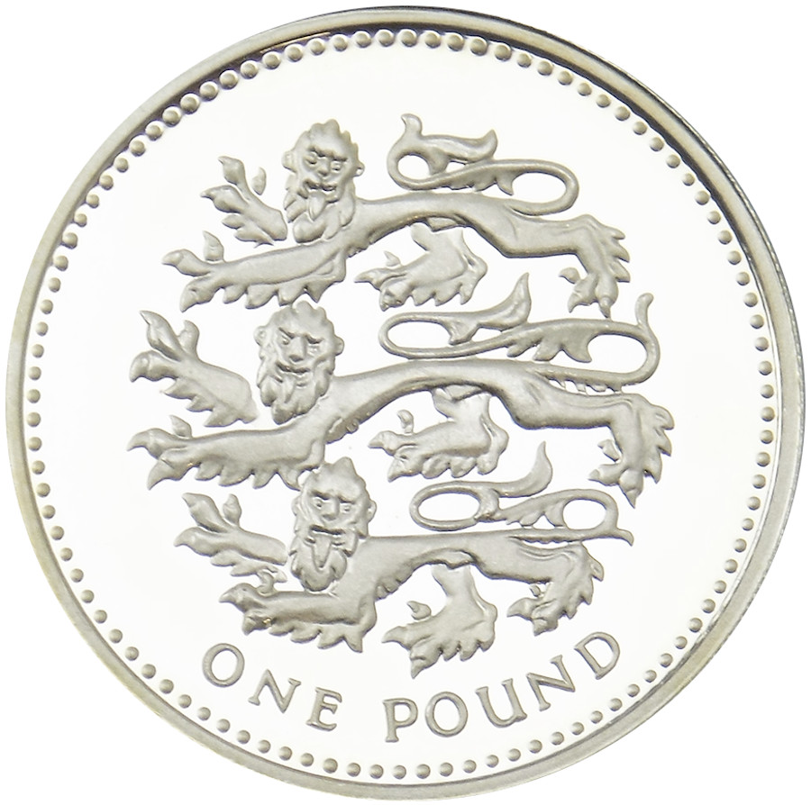 1 Pound - Elizabeth II English Lions; Silver Piedfort