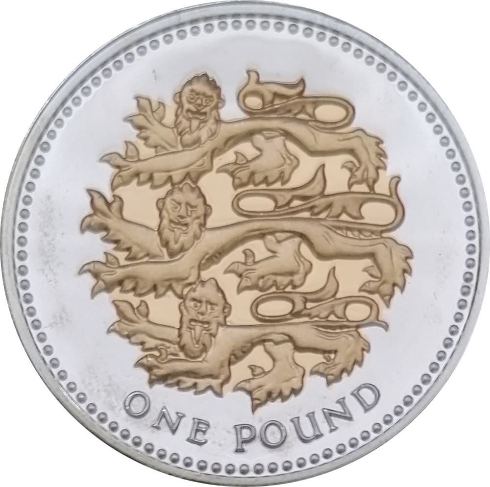 1 Pound - Elizabeth II English Lions; Silver Proof reverse