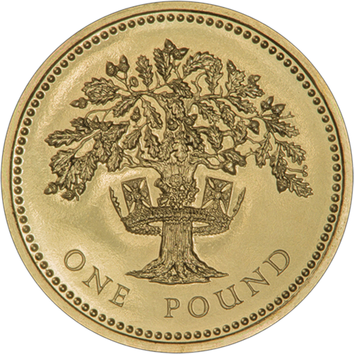 1 Pound - Elizabeth II English Oak; Gold Proof reverse