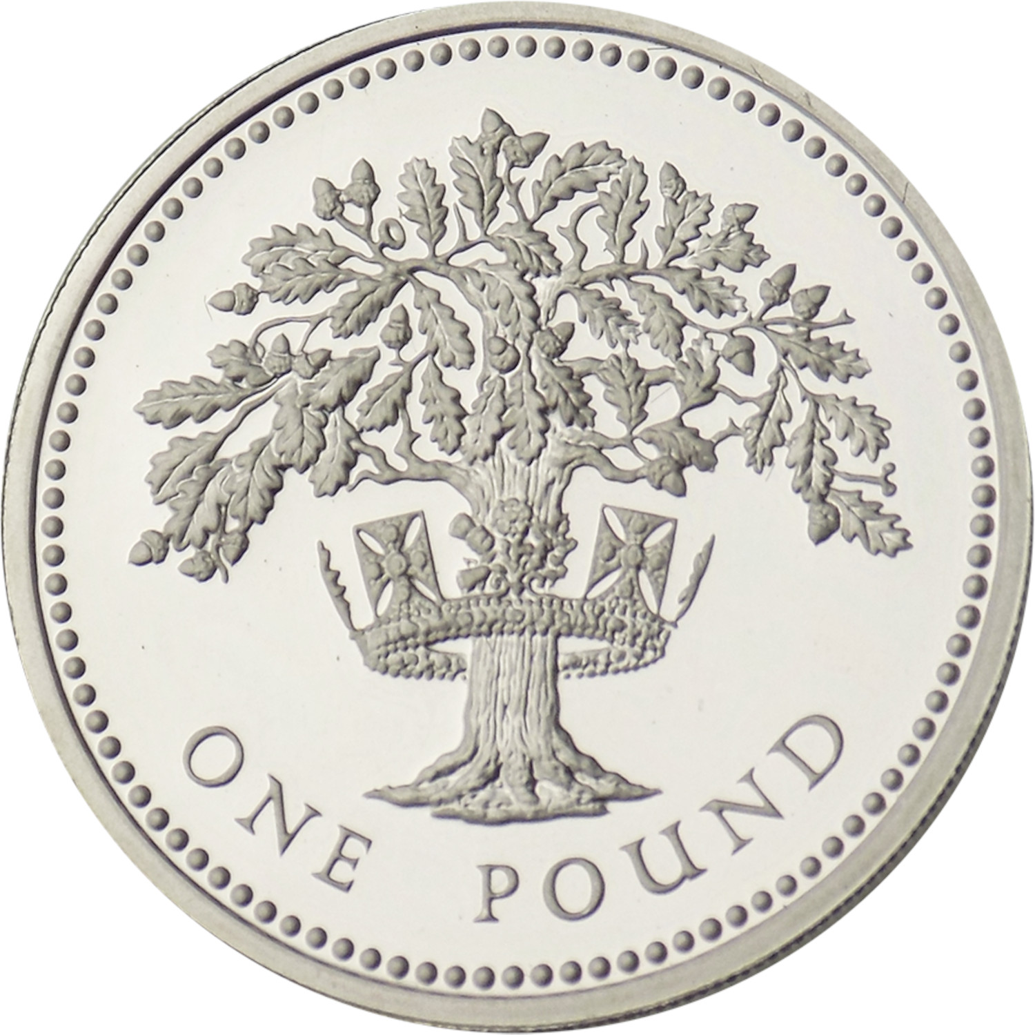 1 Pound - Elizabeth II English Oak; Silver Piedfort reverse