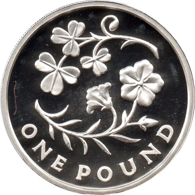 1 Pound - Elizabeth II Flax and Shamrock; Silver Proof reverse
