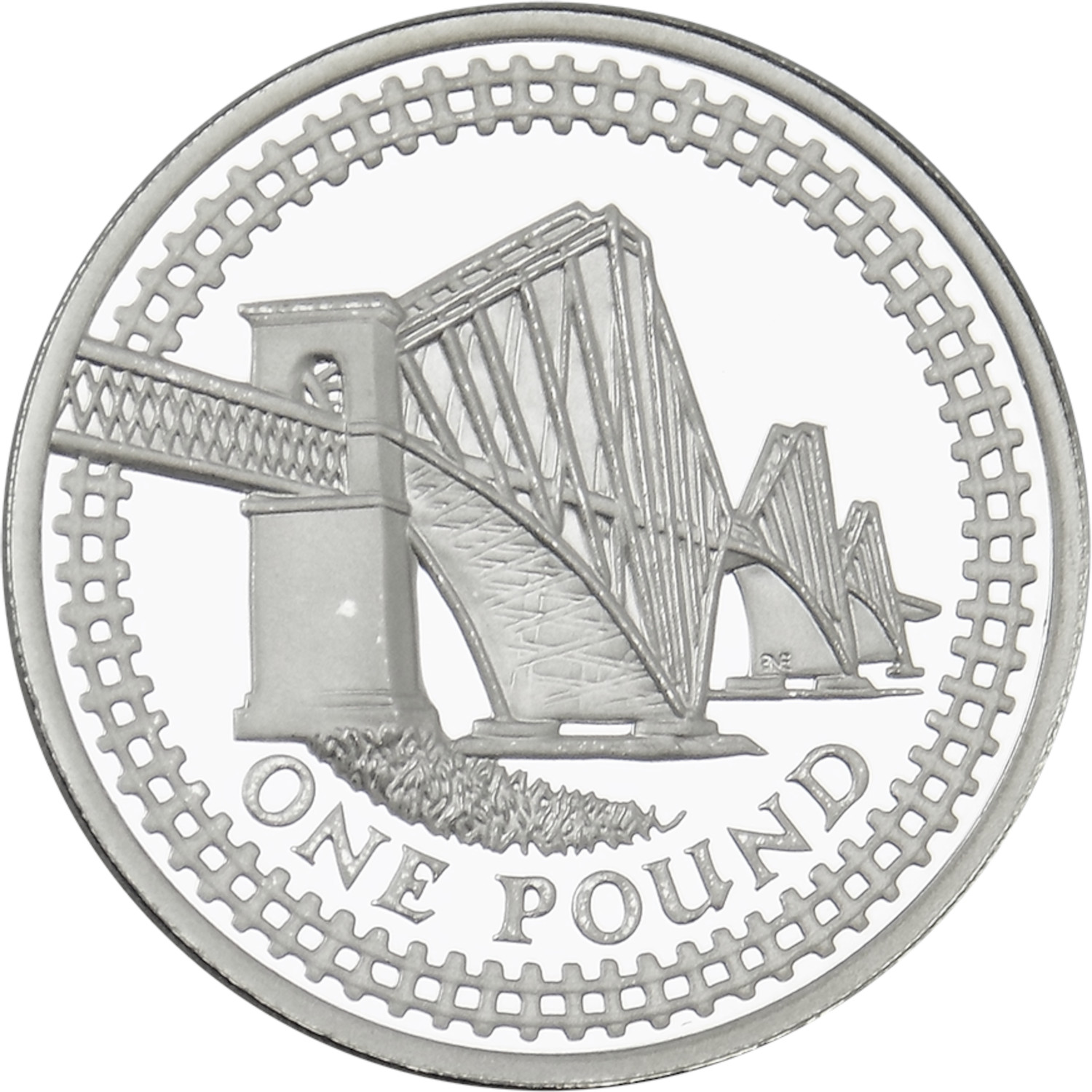 1 Pound - Elizabeth II Forth Bridge; Silver Piedfort reverse
