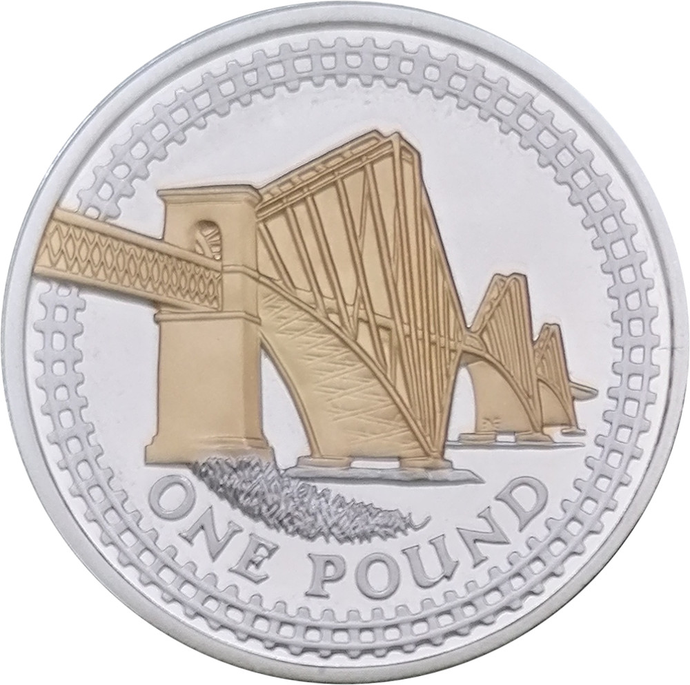 1 Pound - Elizabeth II Forth Bridge; Silver Proof reverse