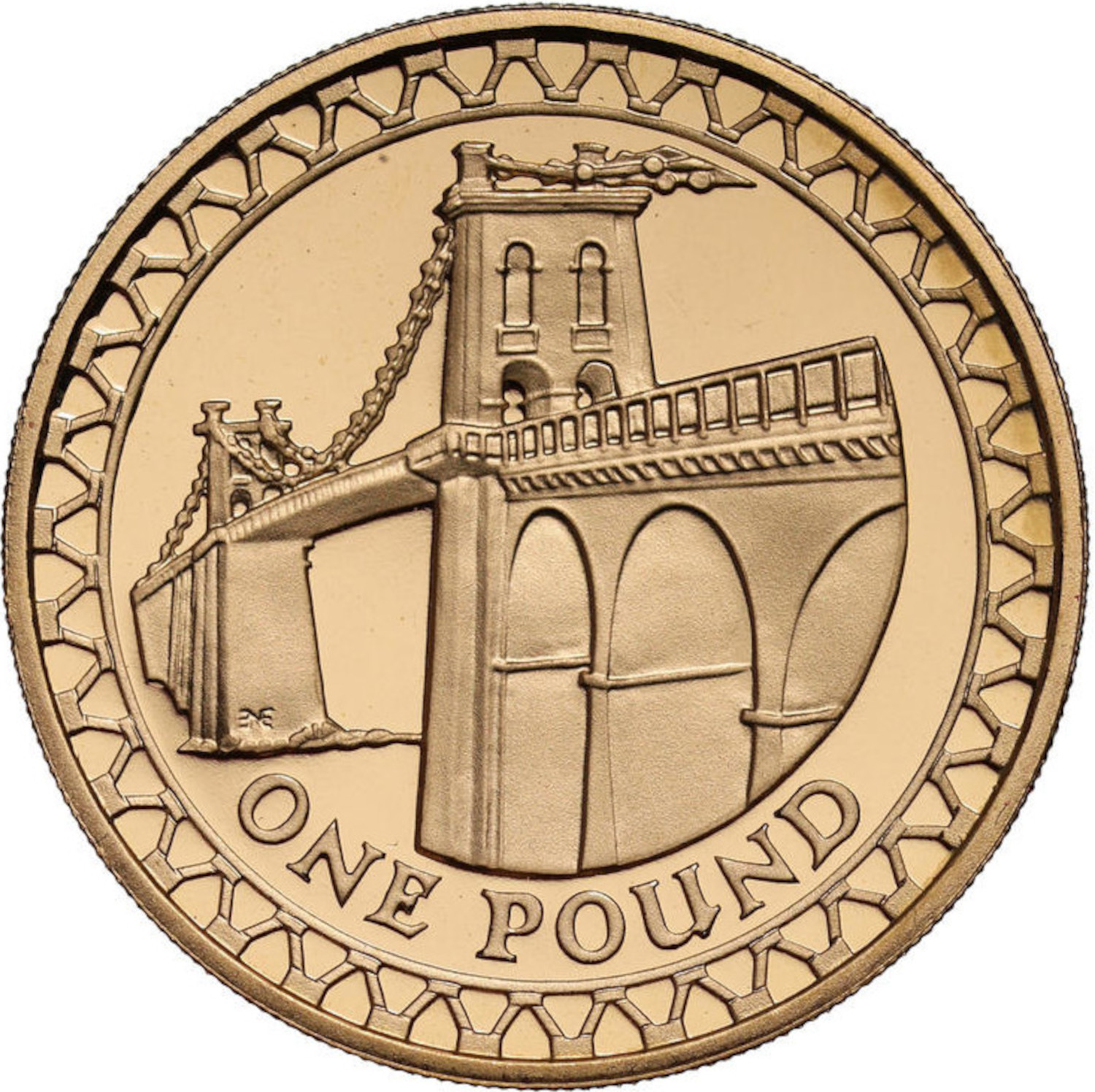 1 Pound - Elizabeth II Menai Bridge; Gold Proof reverse