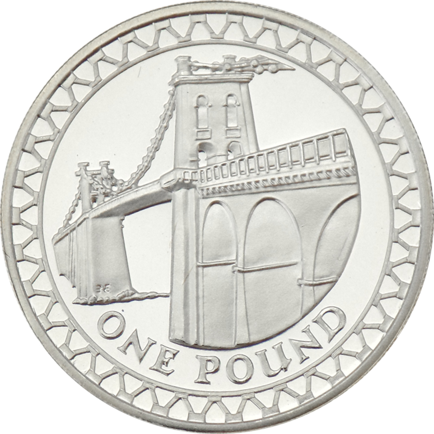 1 Pound - Elizabeth II Menai Bridge; Silver Piedfort reverse