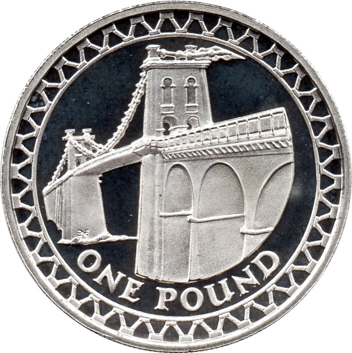 1 Pound - Elizabeth II Menai Bridge; Silver Proof reverse
