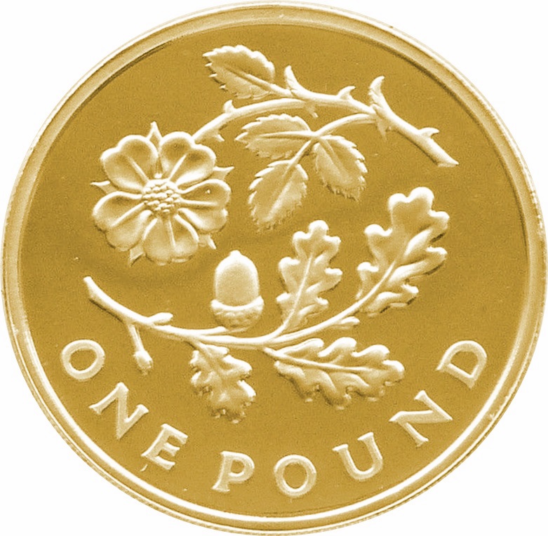 1 Pound - Elizabeth II Oak and Rose; Gold Proof reverse