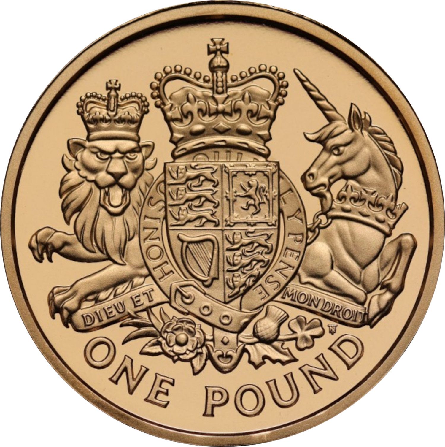 1 Pound - Elizabeth II Royal Arms; Gold Proof reverse