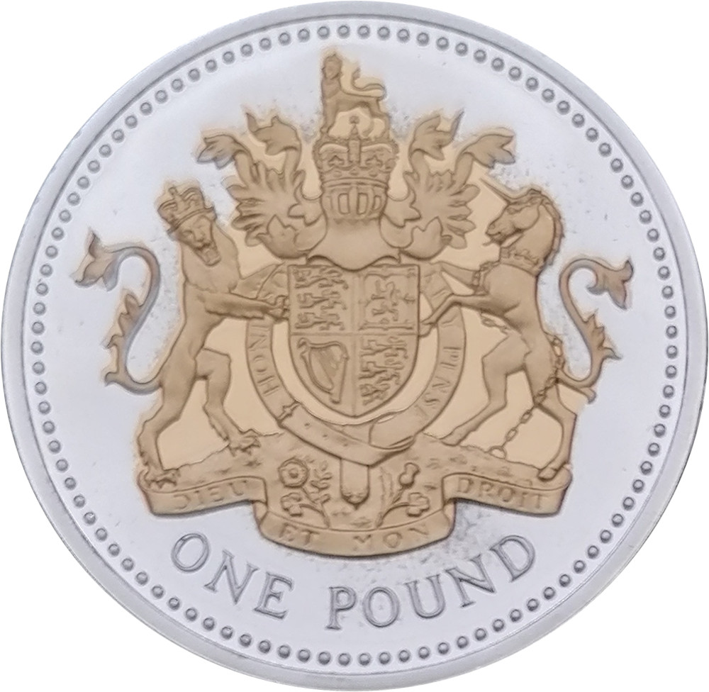 1 Pound - Elizabeth II Royal Arms; Silver Proof reverse