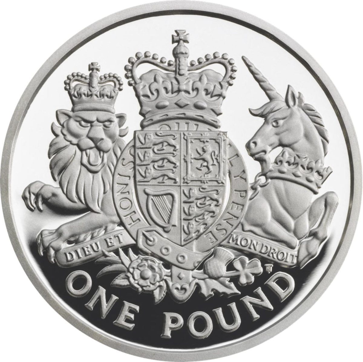 1 Pound - Elizabeth II Royal Arms; Silver Proof