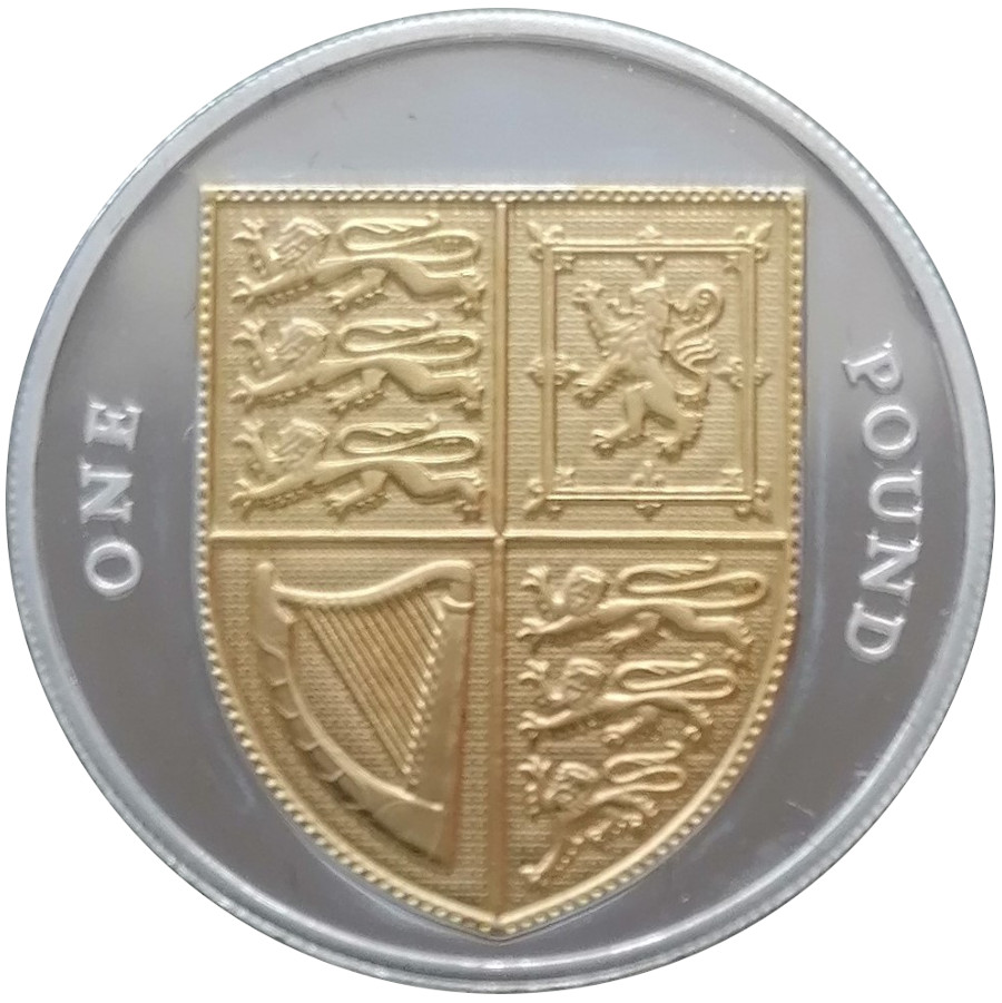 1 Pound - Elizabeth II Royal Shield; Silver Proof reverse