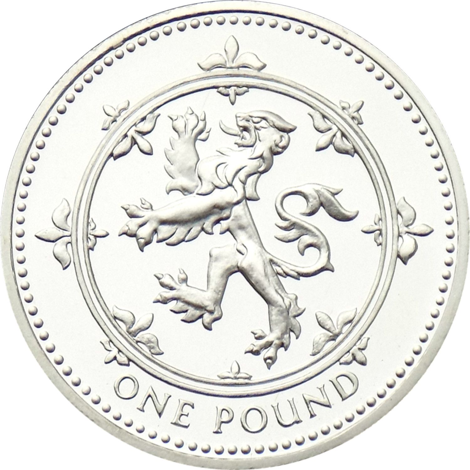 1 Pound - Elizabeth II Scottish Lion; Silver Piedfort reverse
