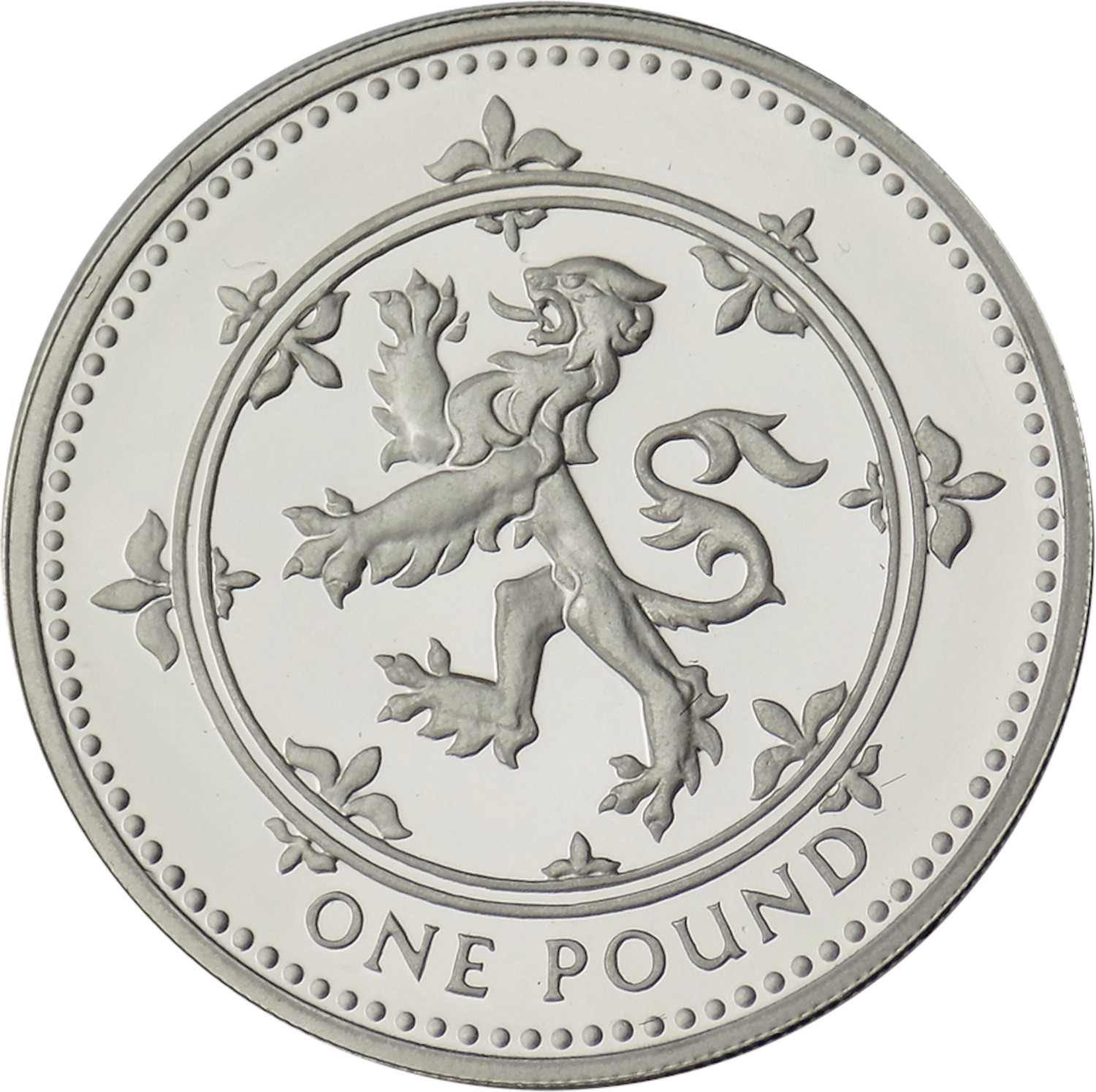 1 Pound - Elizabeth II Scottish Lion; Silver Proof reverse