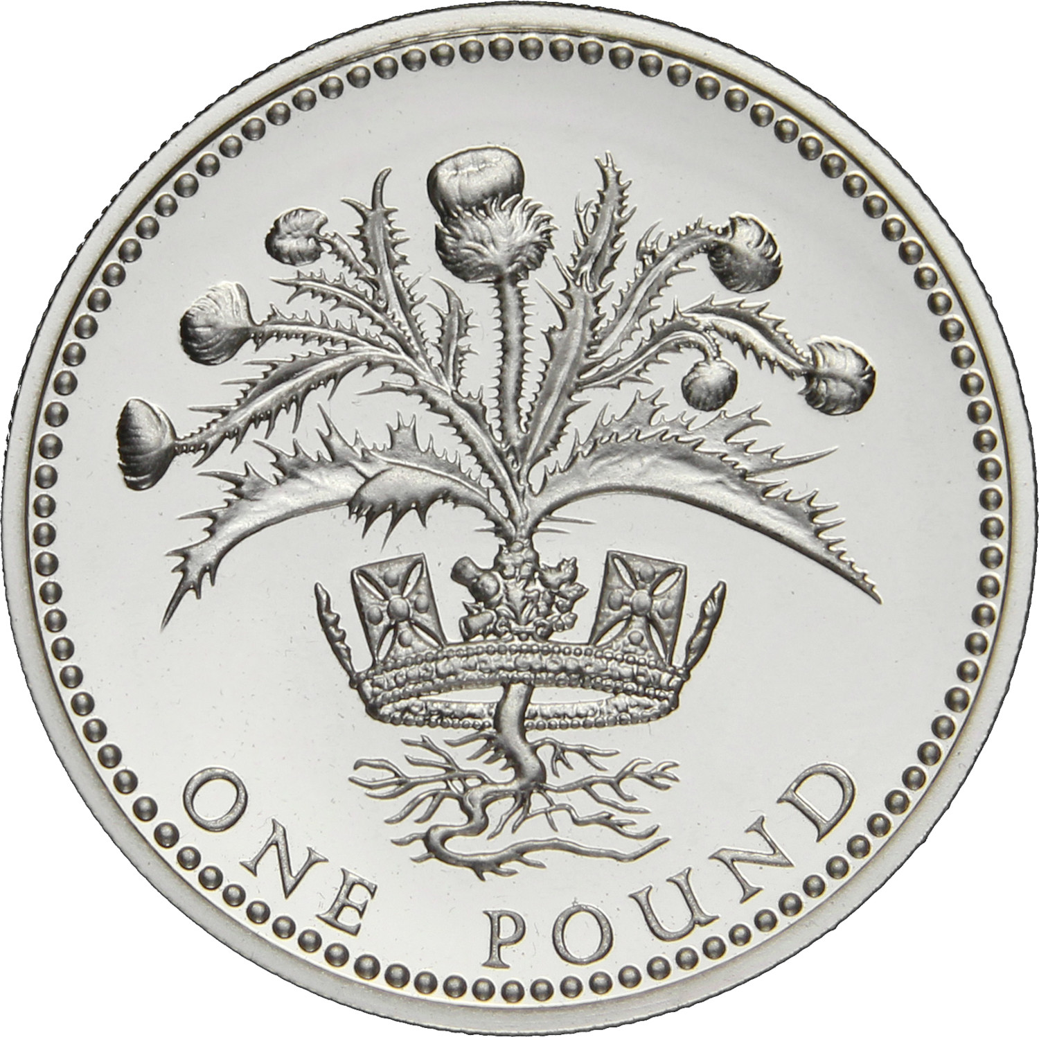 1 Pound - Elizabeth II Scottish Thistle; Silver Piedfort reverse