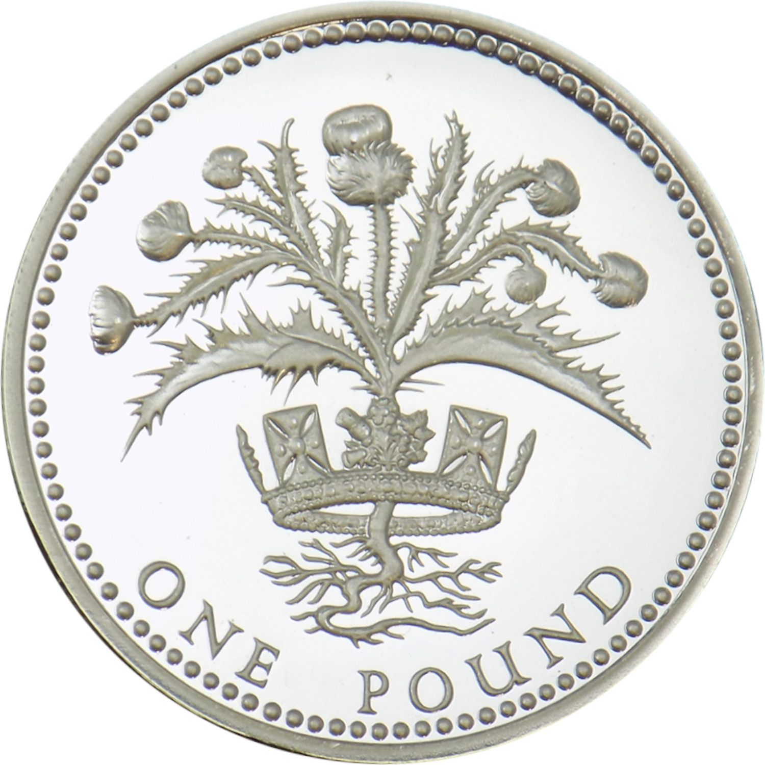 1 Pound - Elizabeth II Scottish Thistle; Silver Piedfort reverse