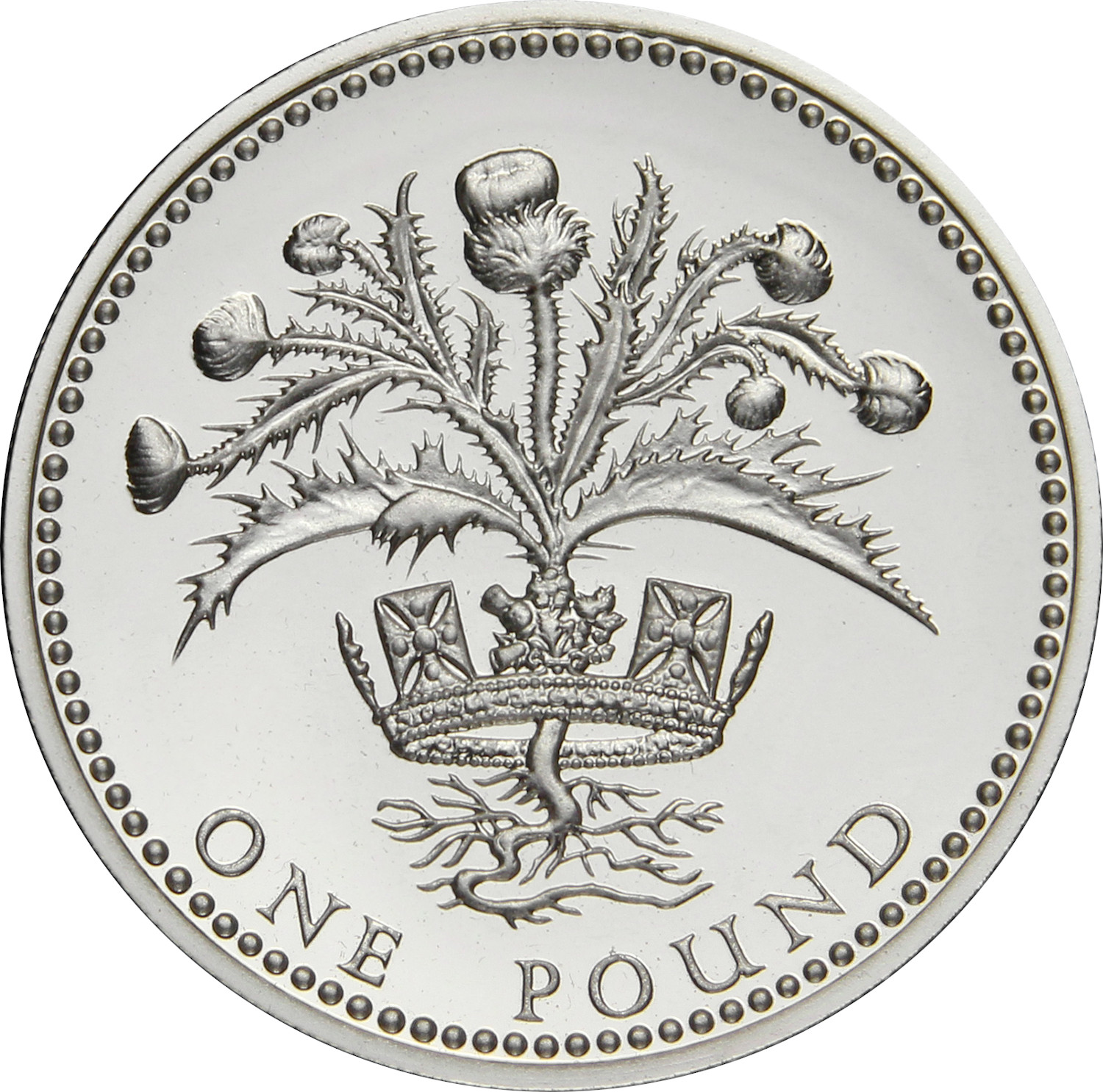1 Pound - Elizabeth II Scottish Thistle; Silver Proof reverse