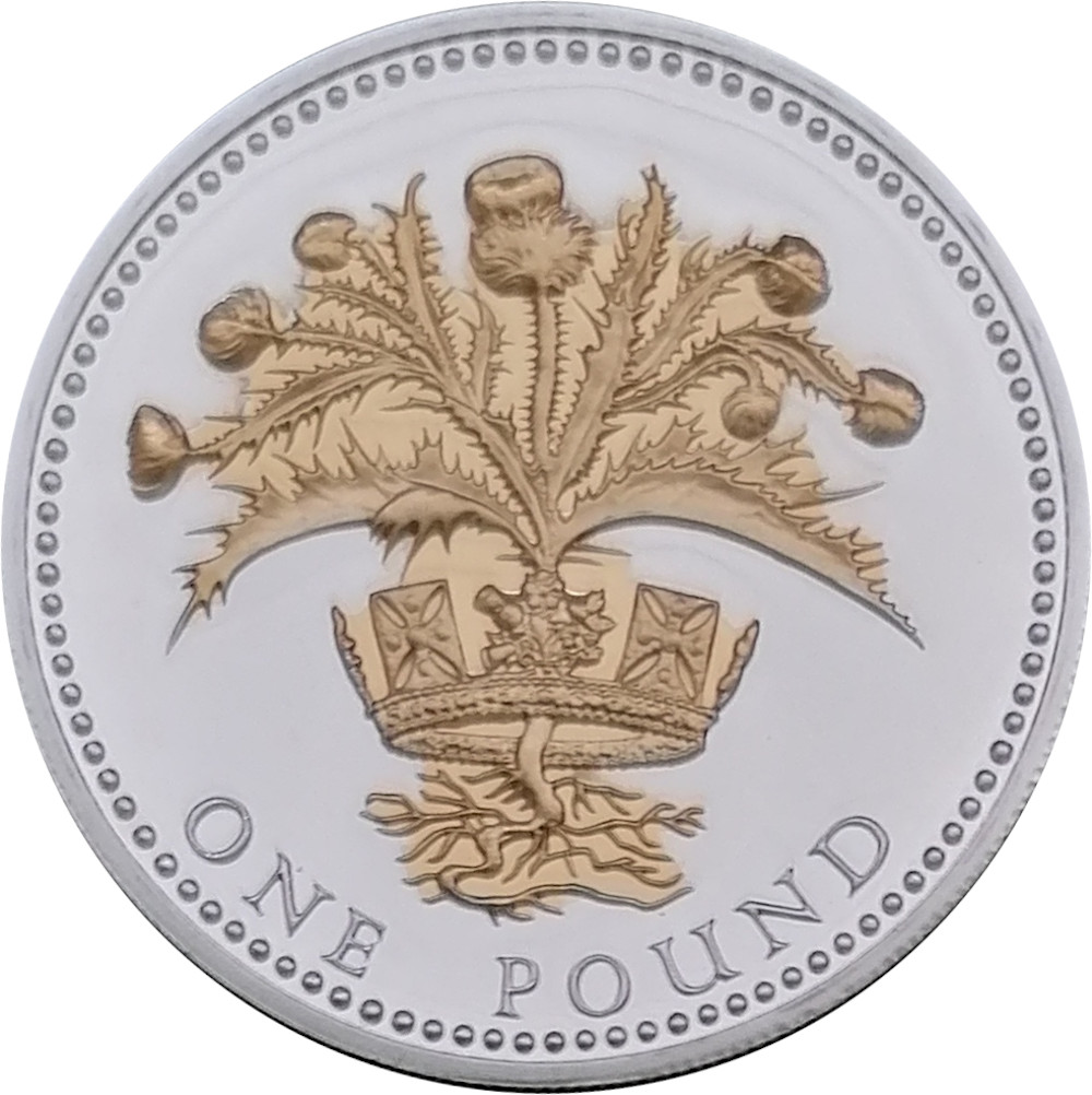 1 Pound - Elizabeth II Scottish Thistle; Silver Proof reverse