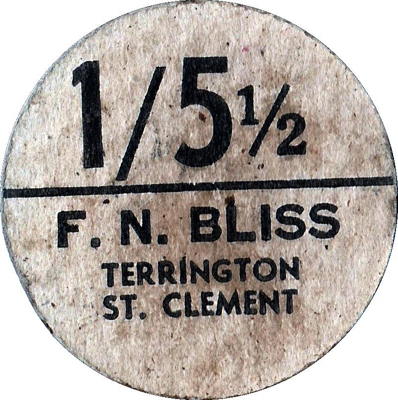 1 Shilling 5½ Pence - F.N. Bliss Farm Terrington, St. Clement; pickers token obverse