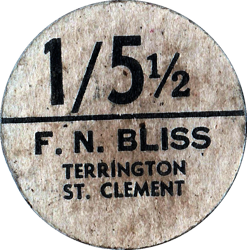 1 Shilling 5½ Pence - F.N. Bliss Farm Terrington, St. Clement; pickers token