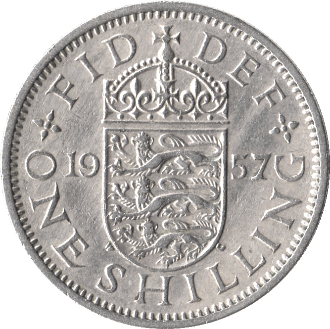 1 Shilling - Elizabeth II English shield; without 'BRITT:OMN' reverse